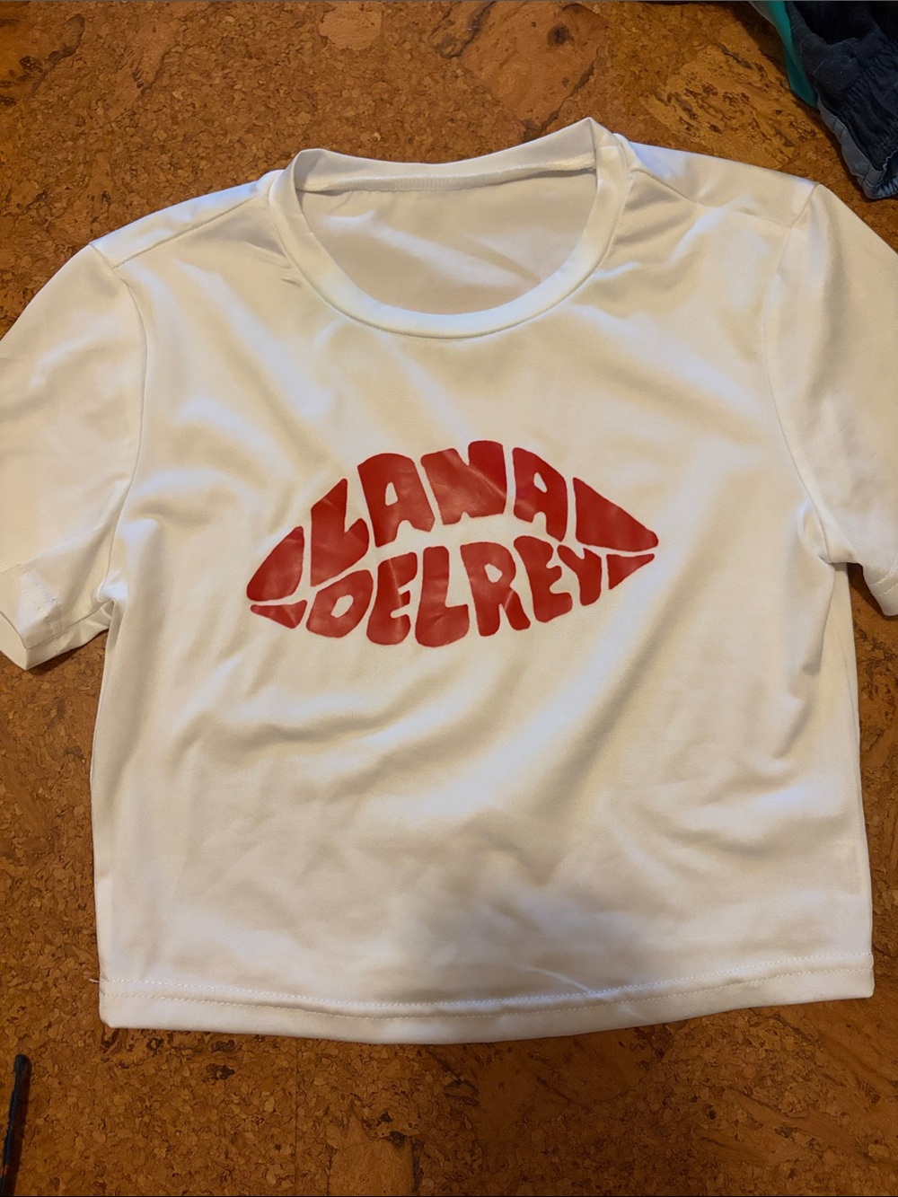 Lana Del Ray kiss extra crop graphic baby tee